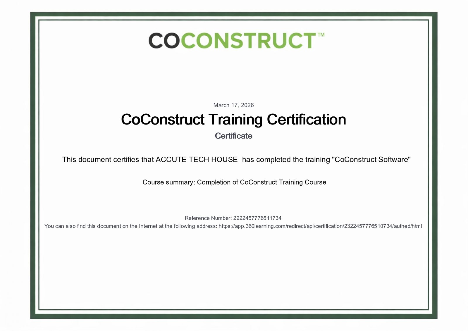 CoConstruct training certification